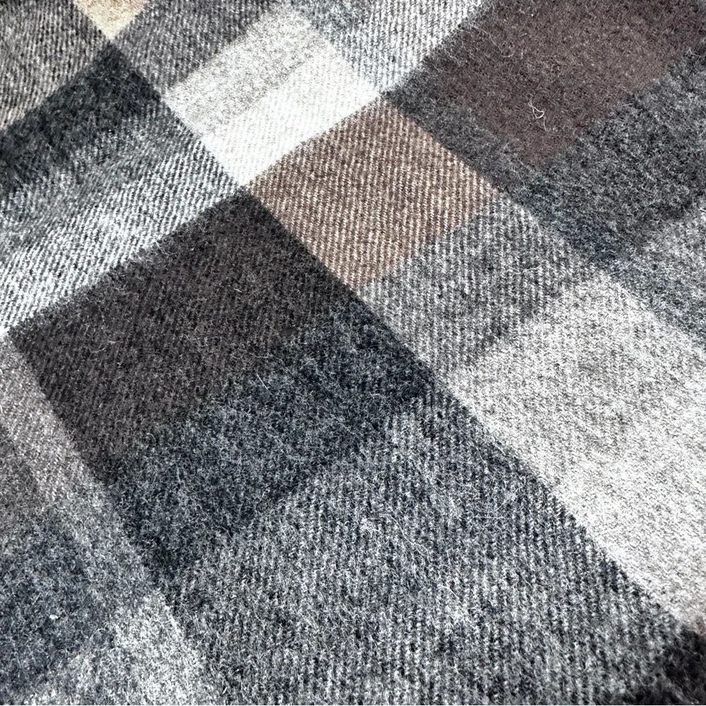 Super Soft Gray, Brown, & Tan Plaid Fringe Winter Scarf Unisex